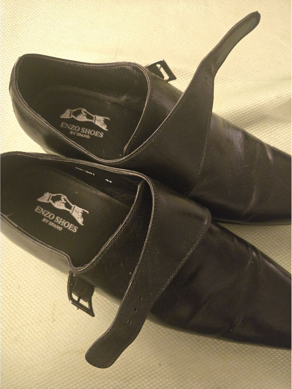 Enzo Shoes by Spano Black Leather Single Monk Strap Loafers Size 44 - Picture 7 of 8
